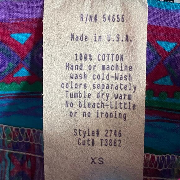 Vtg 80s 90s Two Potato Laguna Beach Artsy Midi Tiered Muumuu Dress XS Cotton NOS - Picture 15 of 16